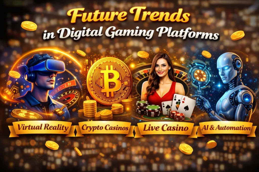Future trends in digital gaming platforms including VR, crypto casinos, live casino and AI automation