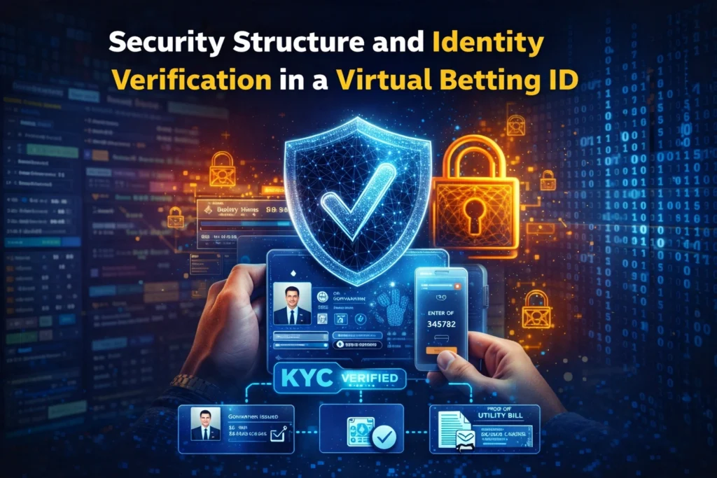 Security structure and identity verification in a Virtual Betting ID with KYC verification and digital protection shield