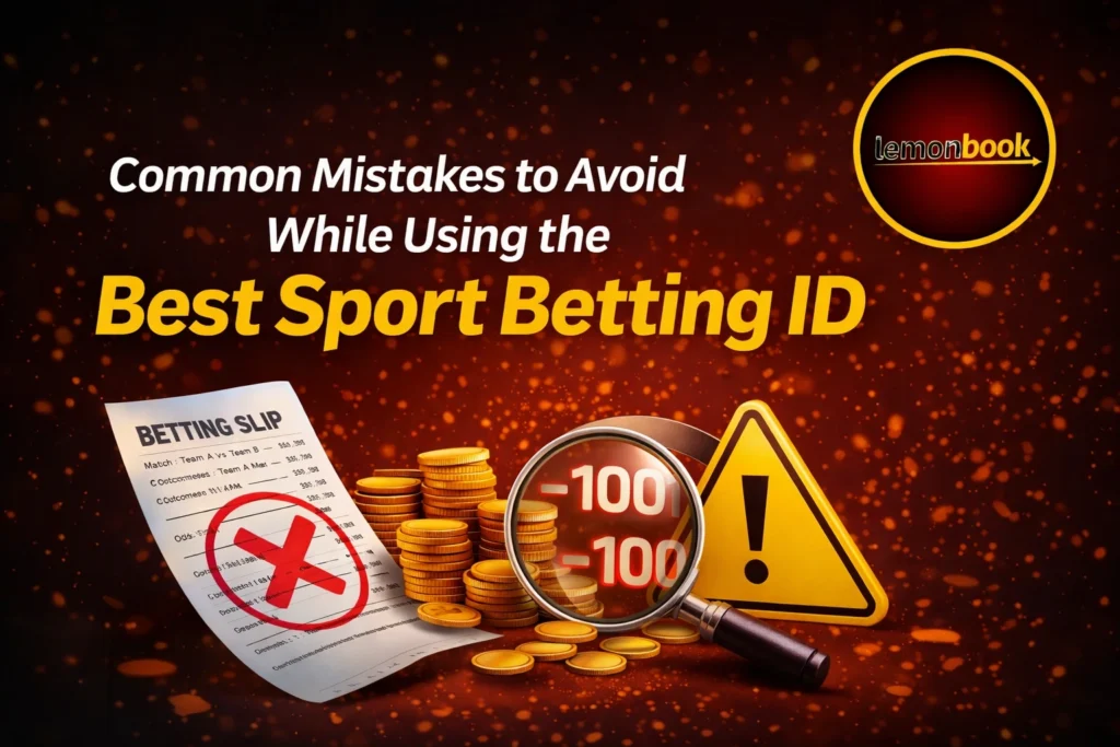 Common mistakes to avoid while using the best sport betting ID with Lemonbook logo showing betting errors and risks