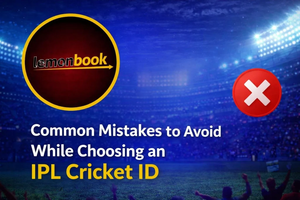 Common mistakes to avoid while choosing IPL Cricket ID with Lemonbook logo