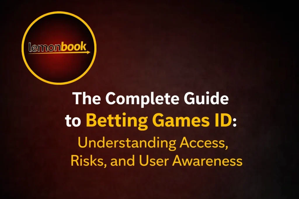 Betting games ID guide with lemonbook logo showing online betting access and security concept