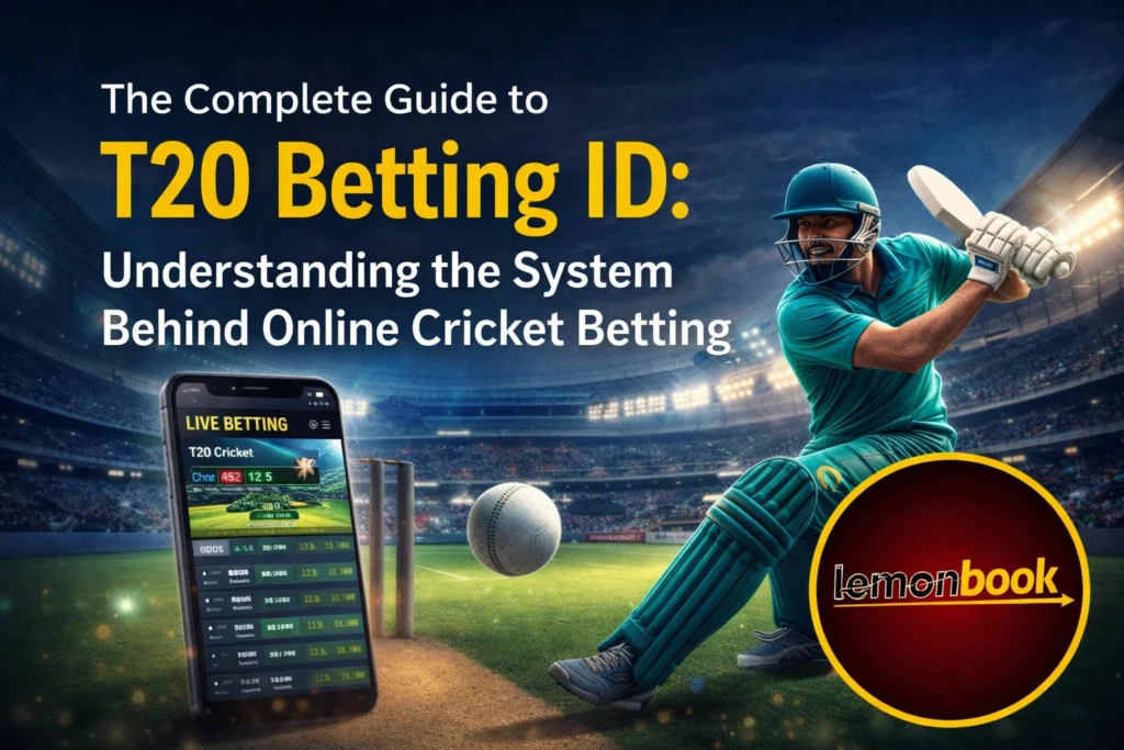 T20 Betting ID guide for online cricket betting with Lemonbook platform logo