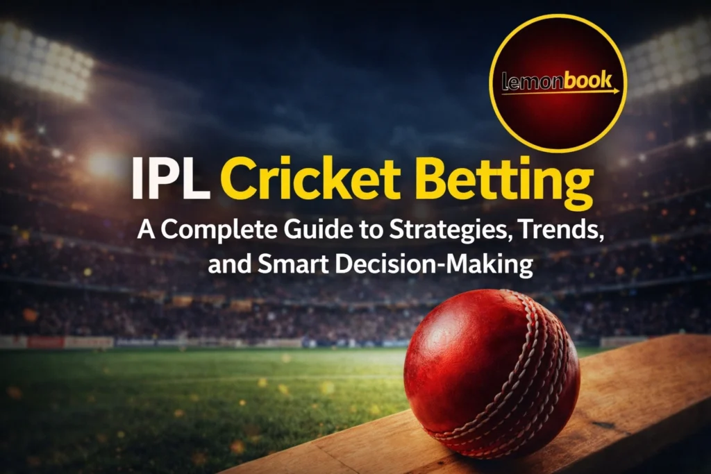 IPL Cricket Betting guide with strategies trends and smart decision making featuring Lemonbook logo