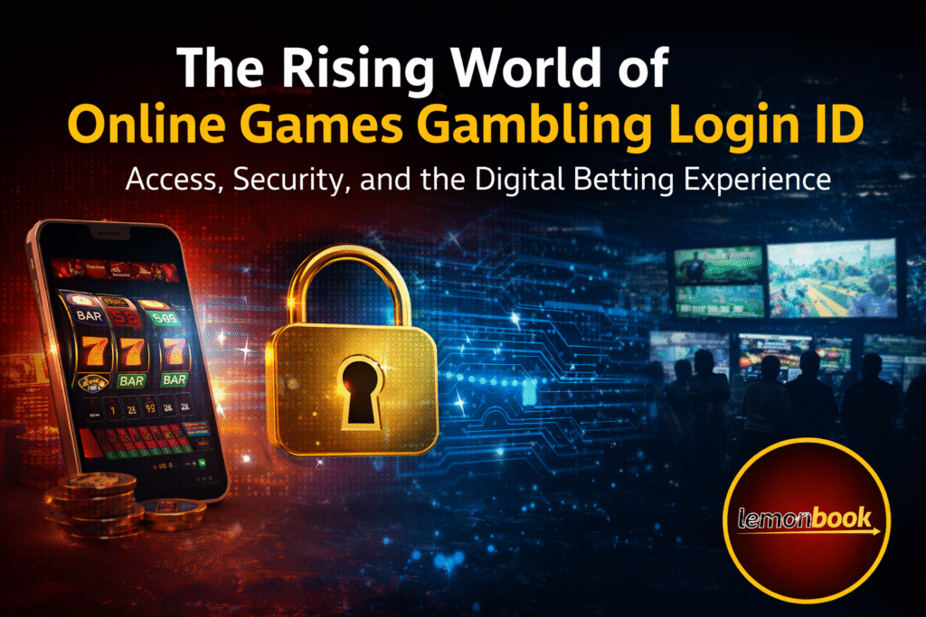 Online games gambling login ID access on Lemonbook betting platform with secure digital casino gaming concept