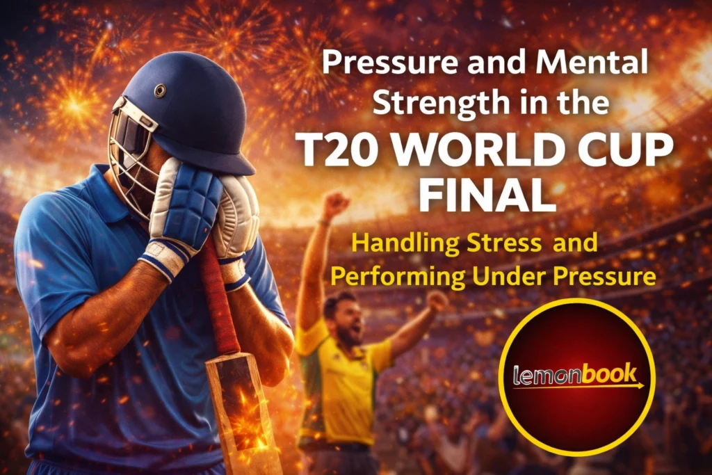 Pressure and mental strength in the T20 World Cup Final cricket player handling match pressure with Lemonbook logo