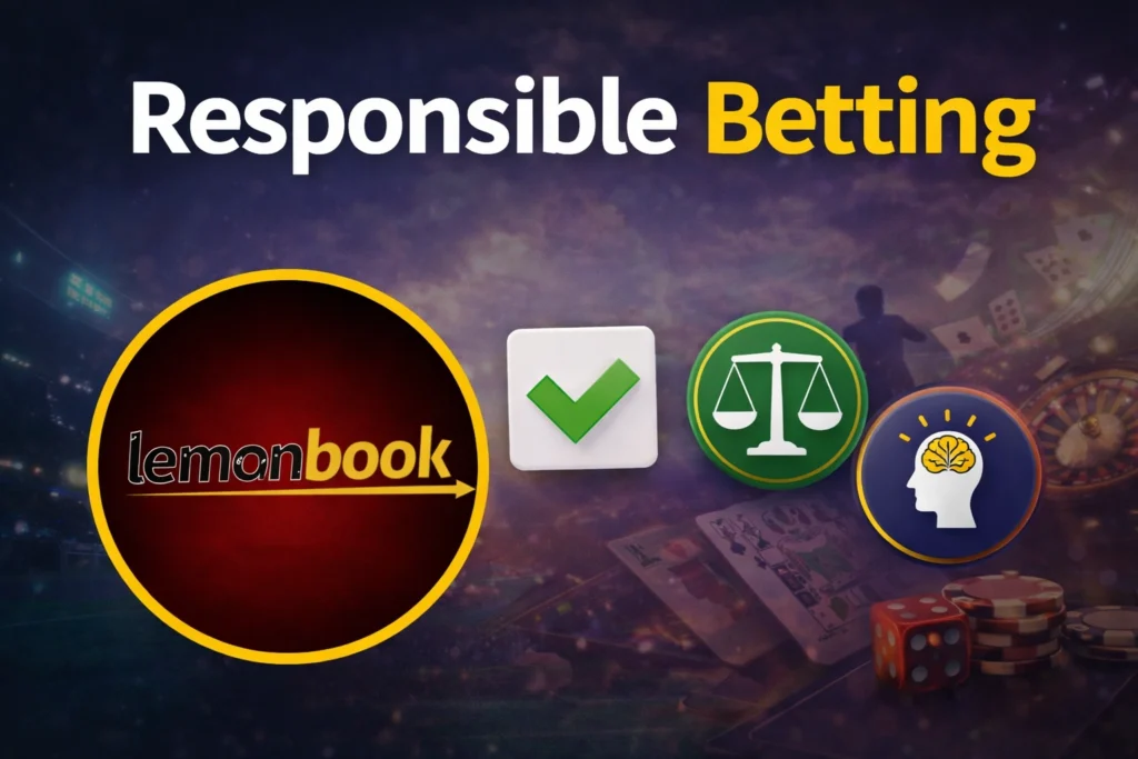 Responsible betting guide banner with Lemonbook logo promoting safe online betting practices