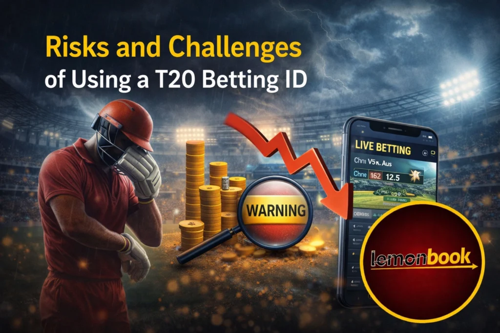 Risks and challenges of using a T20 Betting ID in online cricket betting with Lemonbook logo