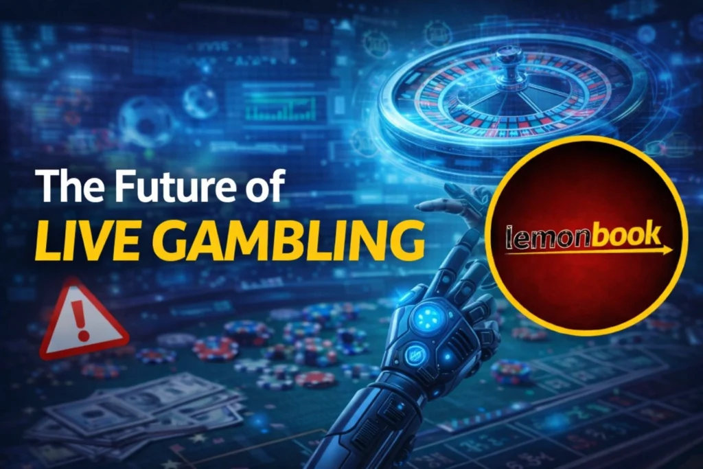 The future of live gambling with Lemonbook logo representing advanced real-time betting and live casino technology
