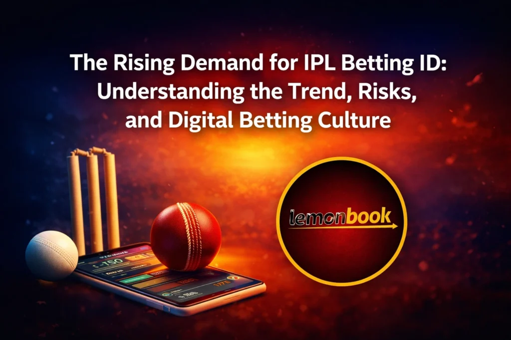 IPL Betting ID rising demand digital betting culture with Lemonbook logo and cricket betting interface