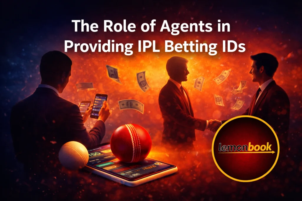 The role of agents in providing IPL Betting IDs with Lemonbook logo and digital cricket betting interface